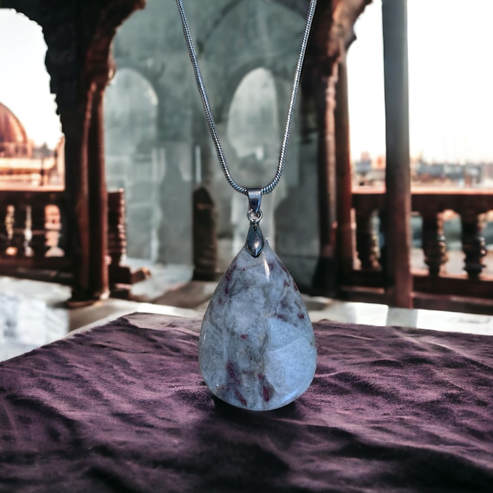 Elbaite stone pendant with sterling chain.